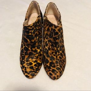 Vince Camuto Leopard Print Calf Hair Heeled Bootie